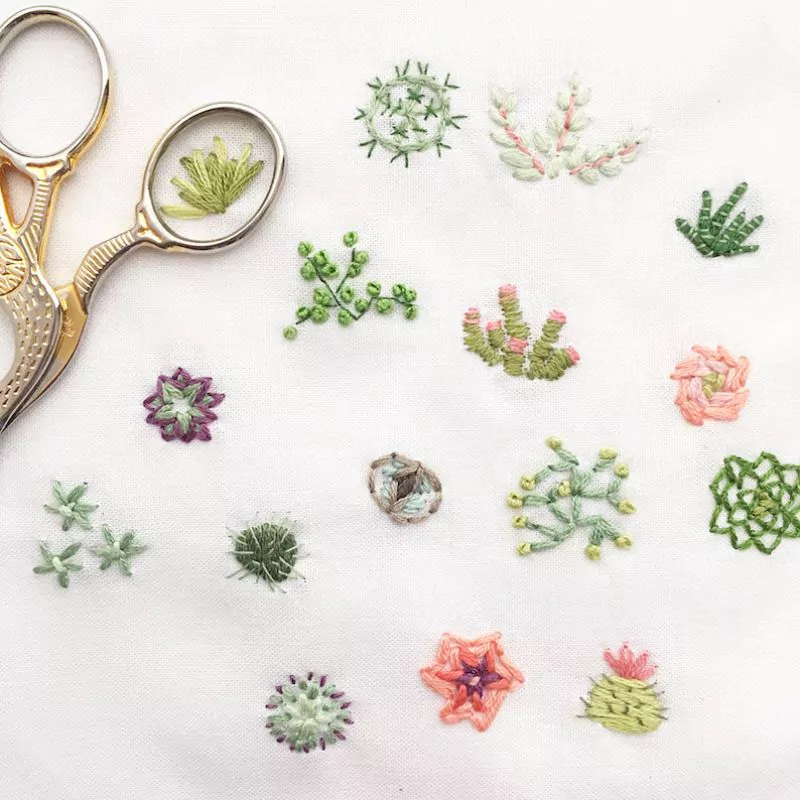 Tiny Succulents - motif de broderie à la main par littledear sur Etsy