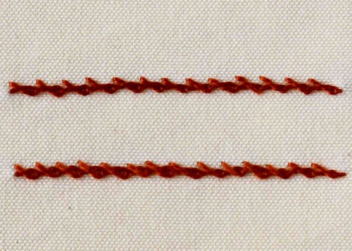 Twisted Chain Stitch embroidery with pearl cotton thread