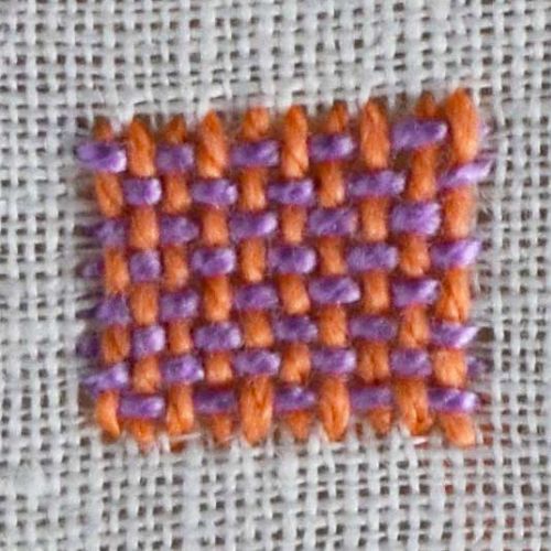 Weave Stitch embroidery in two colors