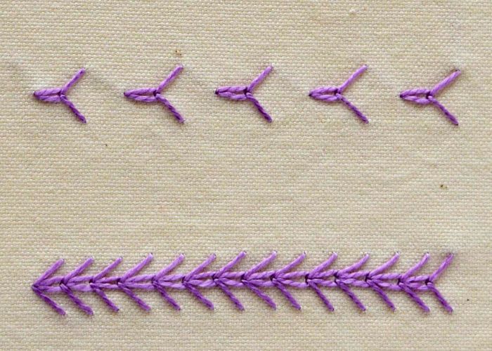 Wheatear Stitch embroidery with pear cotton thread