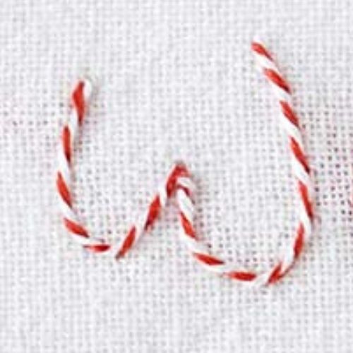 Whipped backstitch W letter