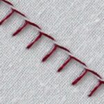 Whipped blanket stitch with white and red floss