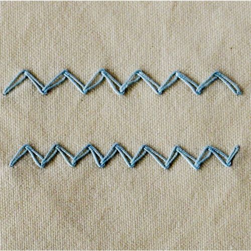 Zig Zag Chain Stitch embroidery with blue thread small image