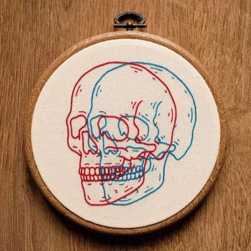 3D Skull Halloween Hand Embroidery Pattern by ALIFERA on Etsy