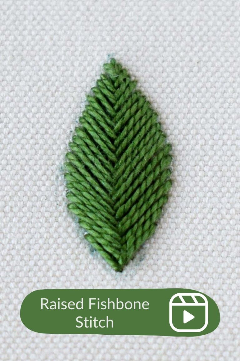 Raised Fishbone Stitch Hand Embroidery Video tutorial