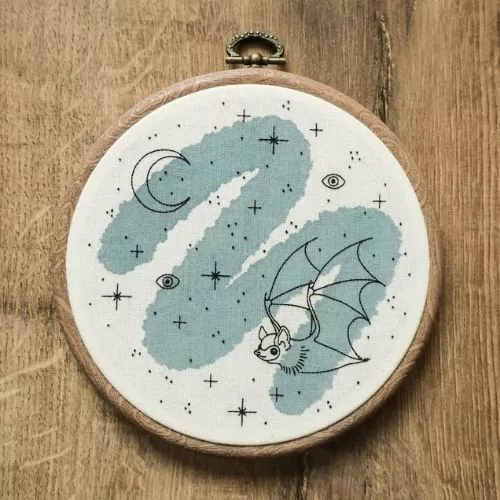 Bat Halloween hand embroidery pattern by ALIFERA on Etsy