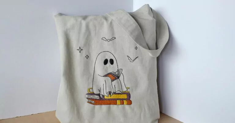 DIY Hand Embroidered Tote Bag with Ghost