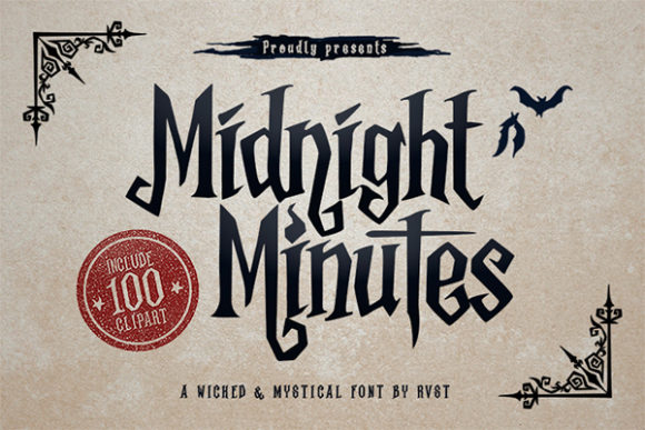 Midnight Minutes - fuente de visualización gótica en Creative Fabrica