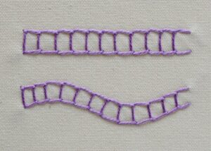 Open Chain Stitch embroidery with pearl cotton thread
