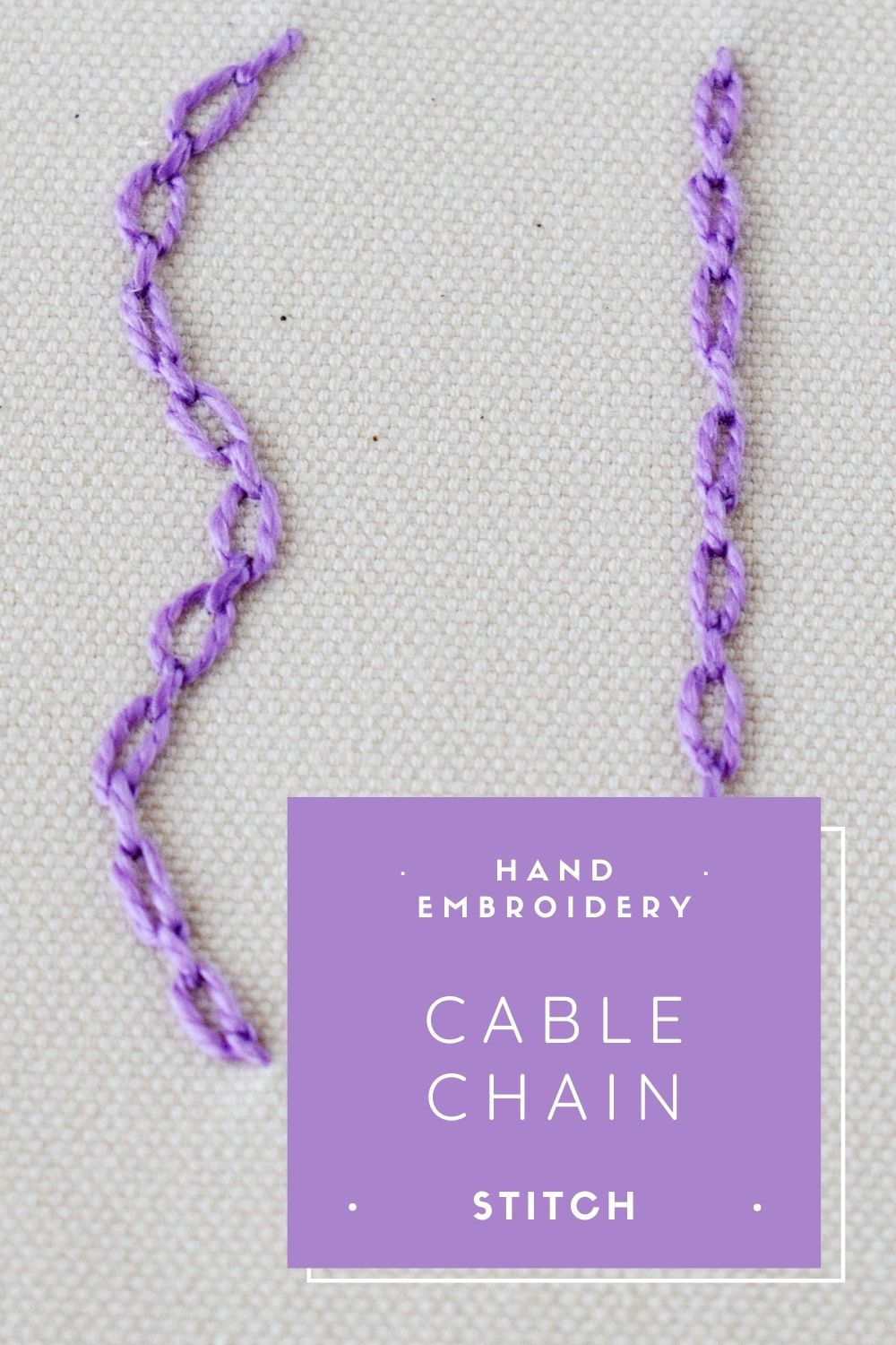 Cable Chain Stitch - Library of hand embroidery stitches