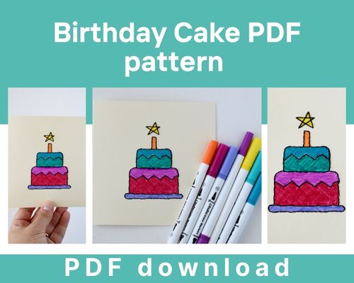 Birthday Cake free PDF hand embroidery pattern