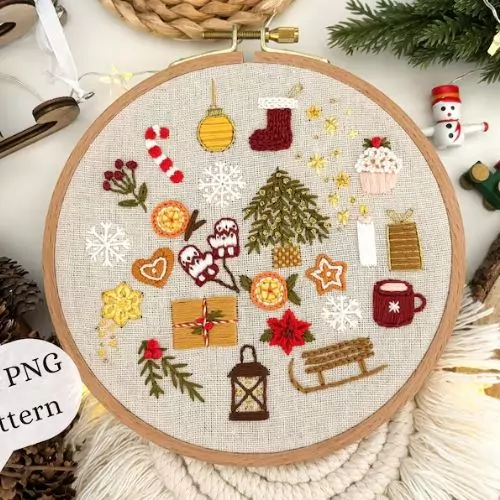 Calendario de bordado de Adviento de Navidad - patrón de bordado de SlavnaEmbroidery en Etsy