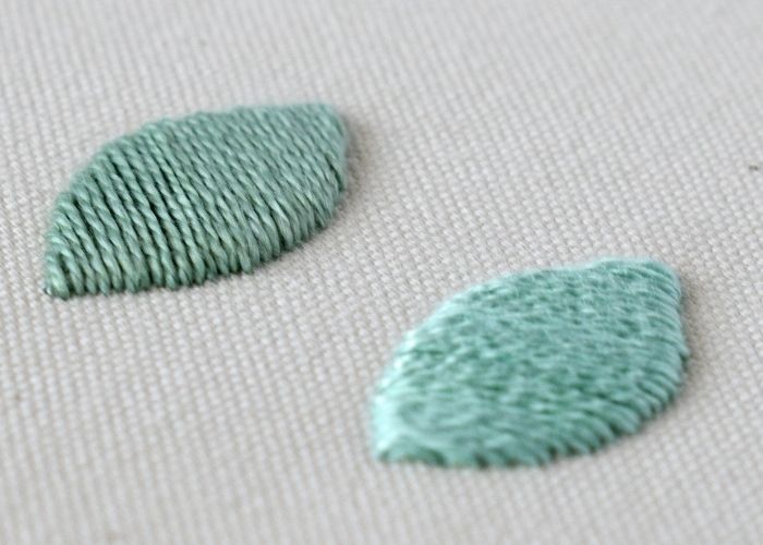 Padded Satin Stitch creates raised shapes