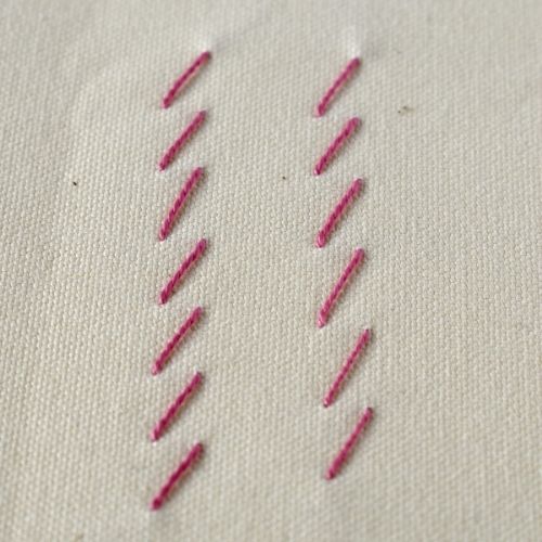 Whip stitch embroidery with pink pearl cotton