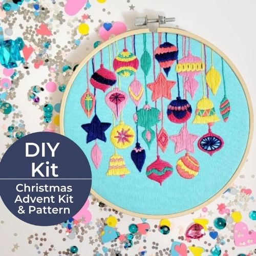 DIY Christmas Advent Embroidery Kit – Retro Ornament Design on Etsy