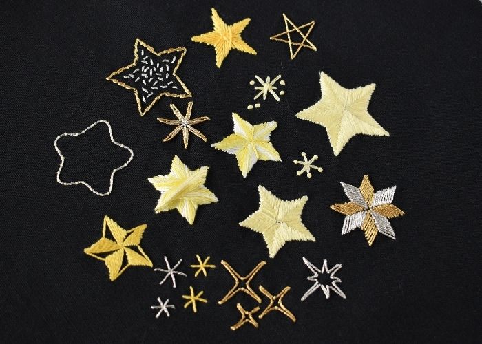 17 Stars to Embroider - Sampler with Stars and Sparkles for hand embroidery