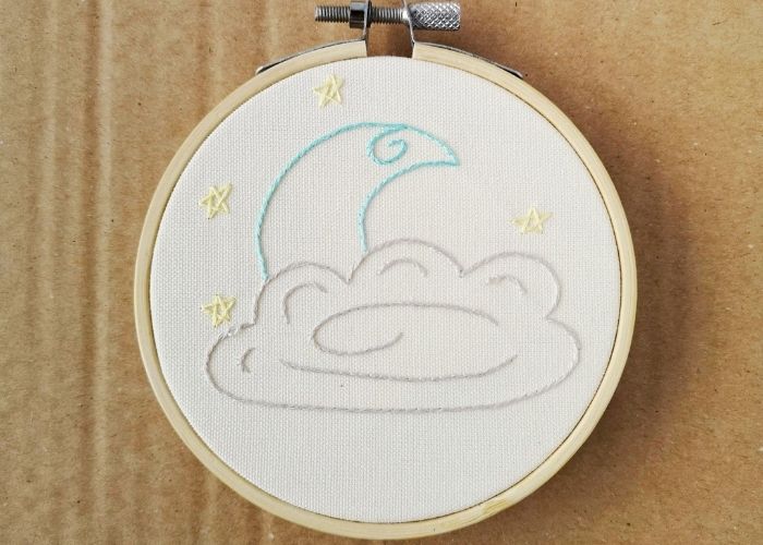 Baby moon embroidery hoop art