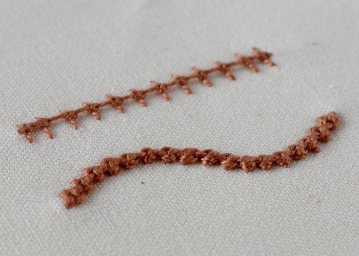 Basque Knot Stitch embroidery with pearl cotton thread