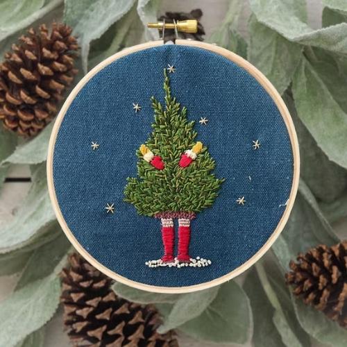 Bringing Home the Tree - hand embroidery pattern on Etsy