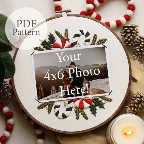 Christmas photo frame - personalized hand embroidered gifts