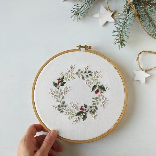 Christmas wreath embroidery pattern on Etsy