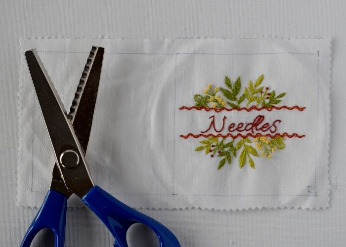 Cut out embroidered cover of the needle book