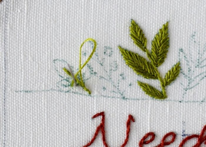 Embroider the stems with Stem stitch