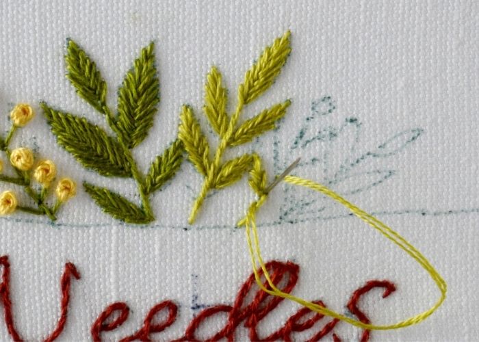 Embroider the stems with Stem stitch2