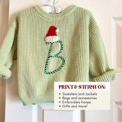 Embroidered Christmas sweater - personalized DIY hand embroidered gifts