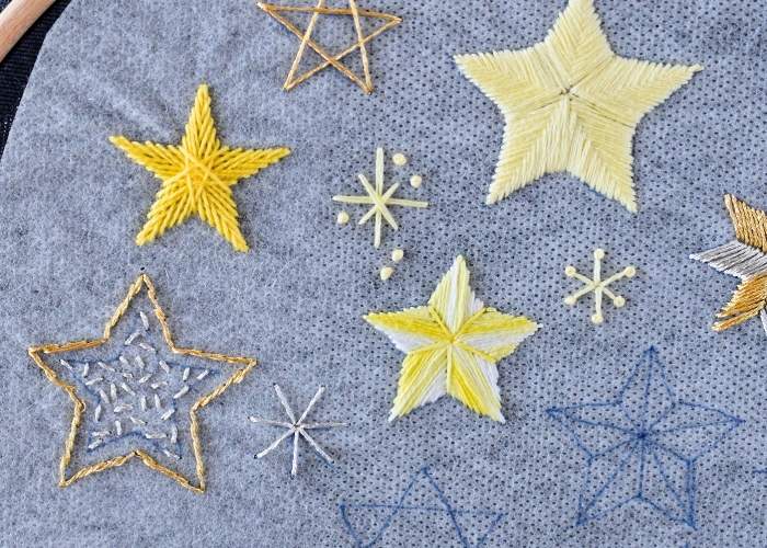 Embroidering stars - work in progress