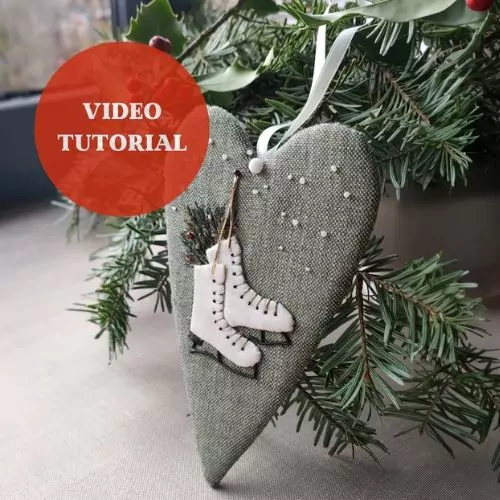 Ice Skates - DIY ornament - handmade embroidered gifts to make for Christmas