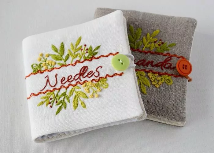 Needle cases with personalized lettering