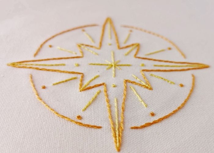 North Star PDF pattern whipped backstitch