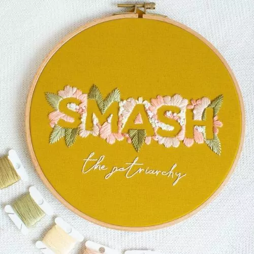 Smash the patriarchy - feminist embroidery design by GetStitchDoneDesigns on Etsy