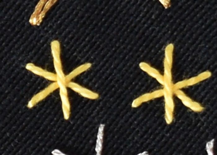 Star stitch embroidery with yellow pearl cotton