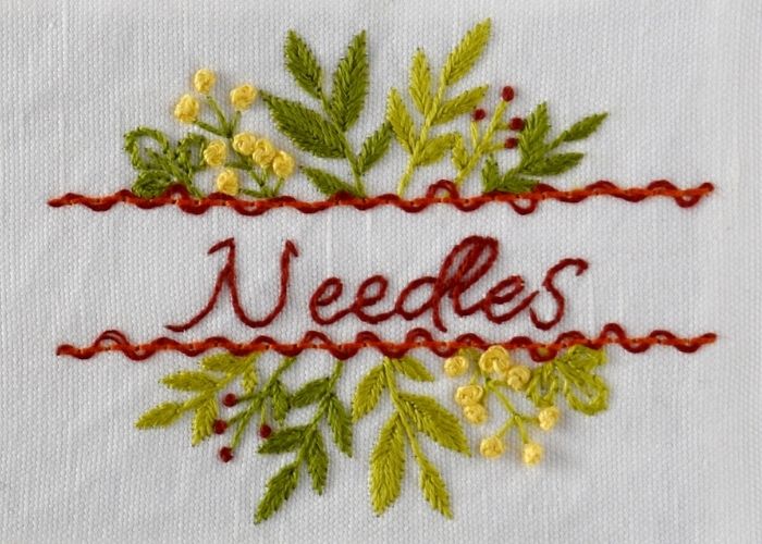 Word Needles and botanical embroidery