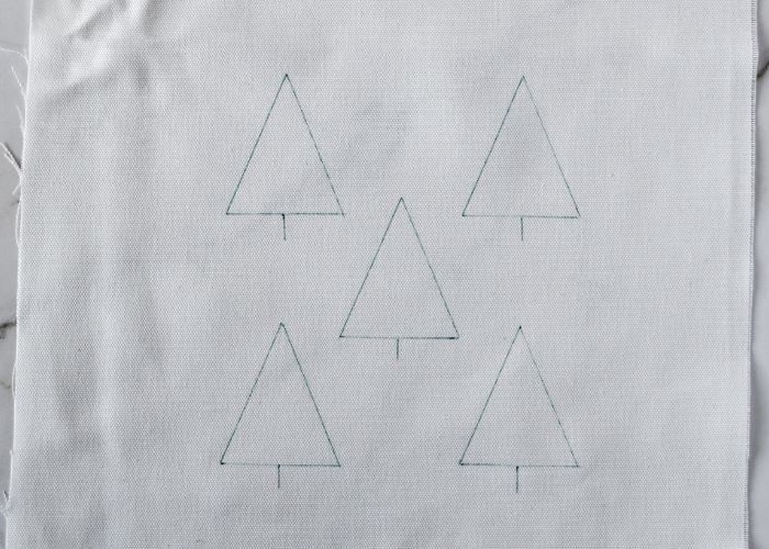 Christmas tree pattern transferred to fabric with friction pen