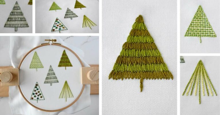 How to embroider Christmas tree 5 ways