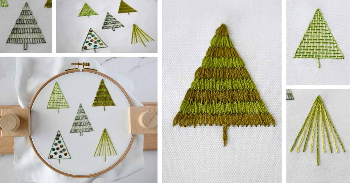 How to embroider Christmas tree 5 ways