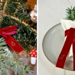 Fiocco con nastro di velluto monogrammato fai da te: nastro ricamato a mano per decorazioni natalizie