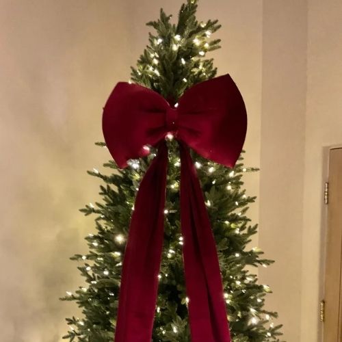 Velvet Christmas bow topper on Etsy