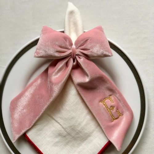Personalized Napkin Decor - velvet ribbon bow on Etsy