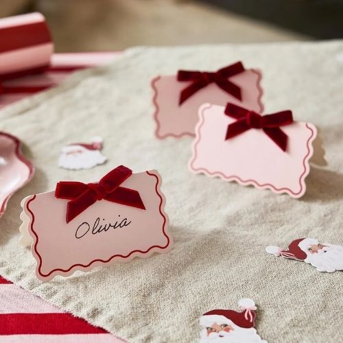 Velvet Bow Place Cards on Etsy