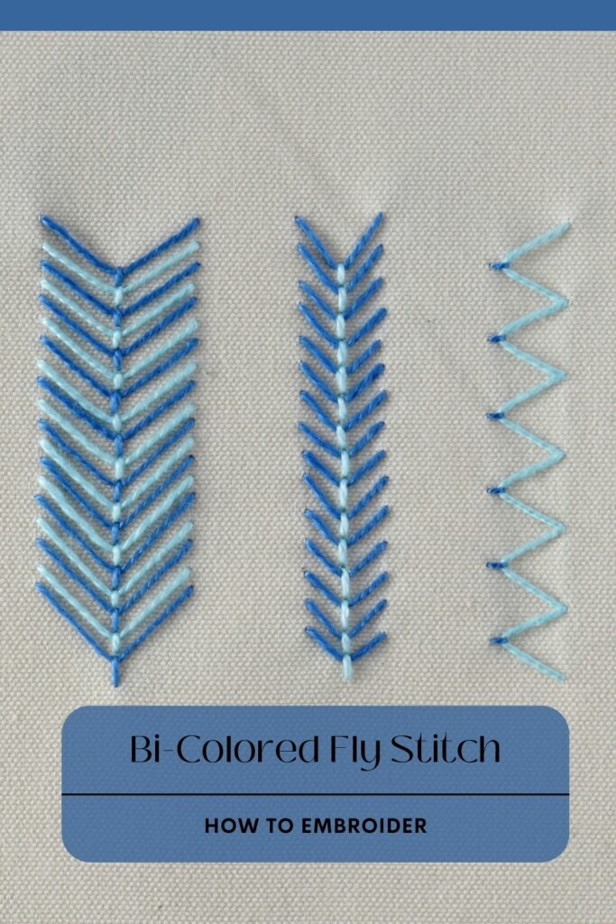 Step-by-Step Bi-Coloured Fly Stitch Guide