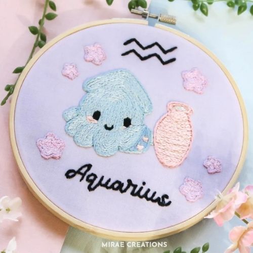 Aquarius Embroidery Pattern Designed by MiraeCreationsShop on Etsy