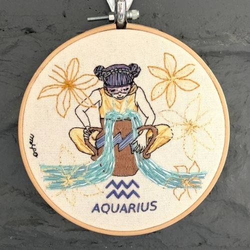 Aquarius - astrological embroidery kit by mipomipoHandmade on Etsy