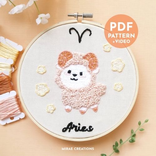 Aries Embroidery Pattern Designed by MiraeCreationsShop on Etsy