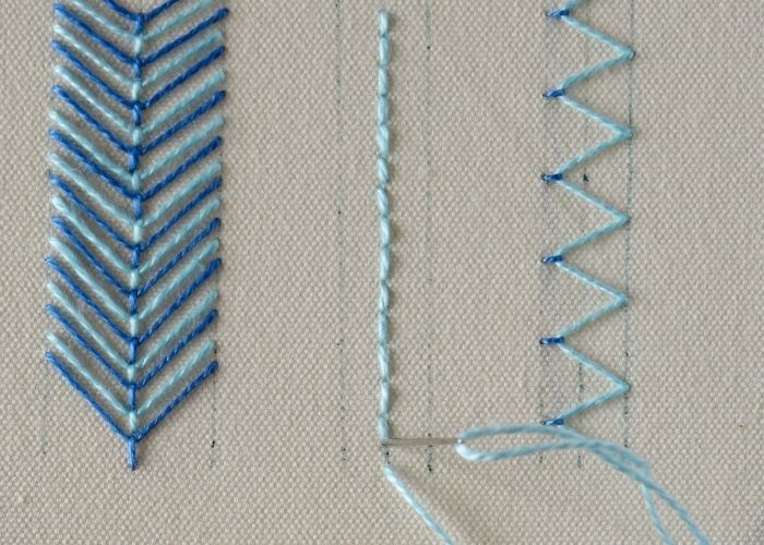 Bi-Colored Fly Stitch embroidery Step 12