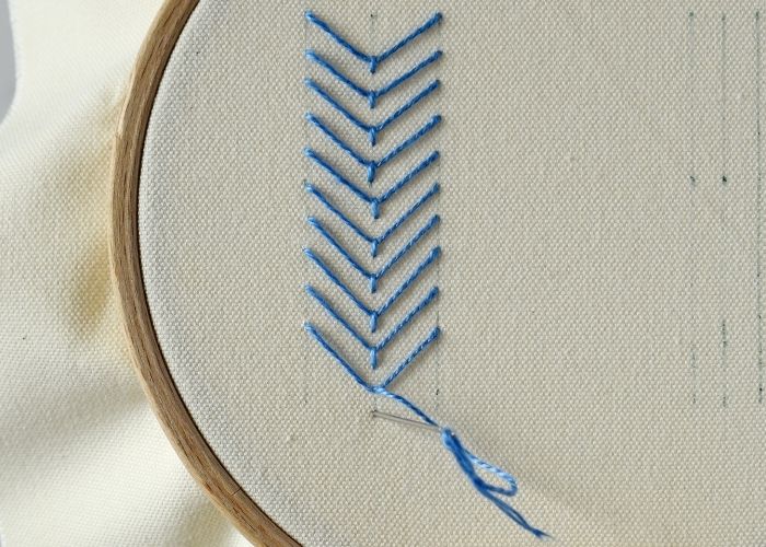 Bi-Colored Fly Stitch embroidery Step 3