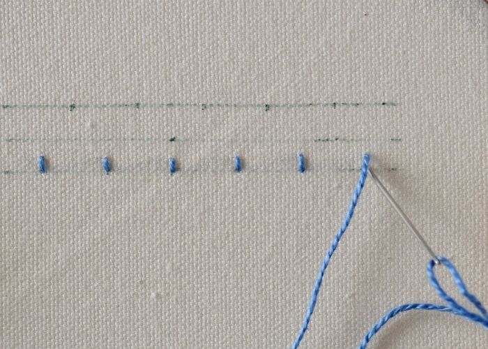 Bi-Colored Fly Stitch embroidery Step 6